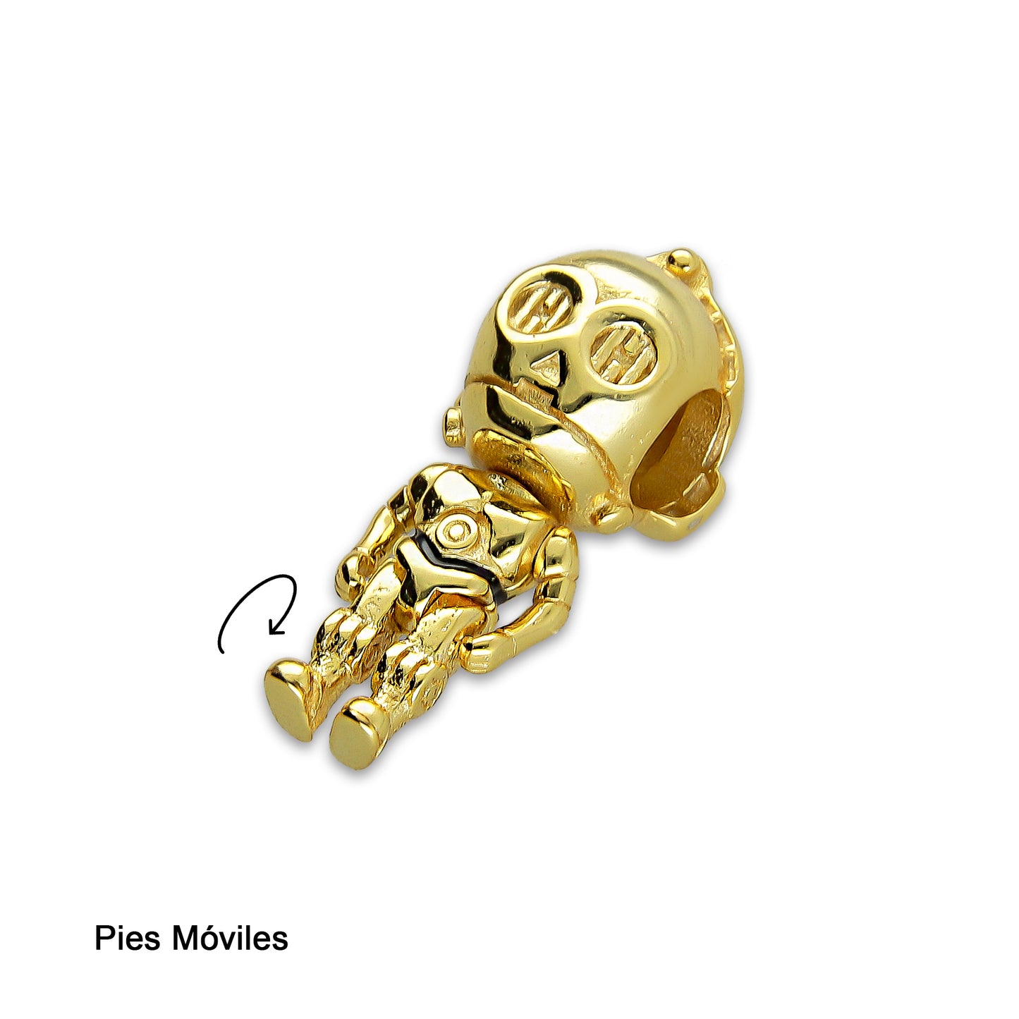 LPDJ265 Dije Charm C3PO Galaxias Dorada en Plata .925 Taxco Gro