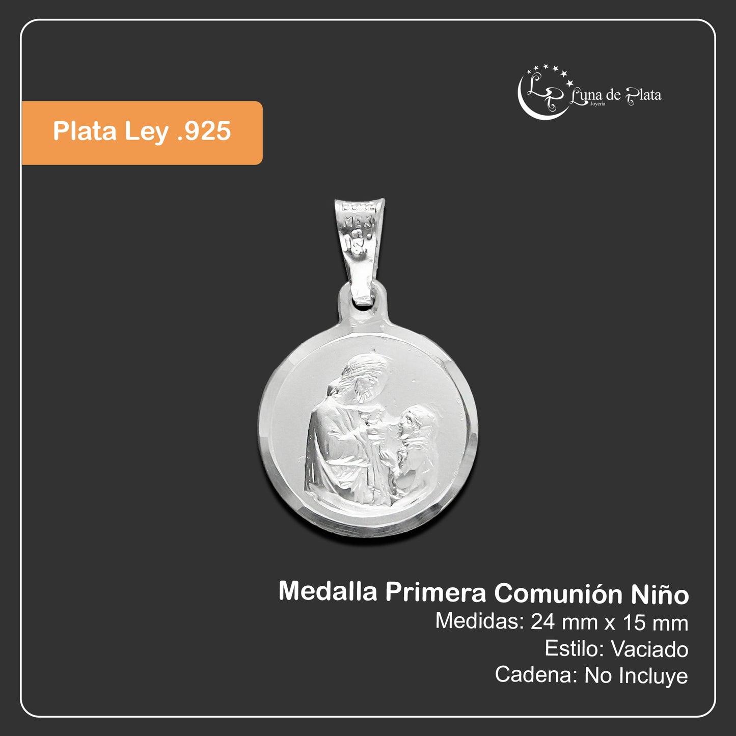 LPDJ271 Medalla Primera Comunión Niño Plata .925 Taxco Gro 2154516285