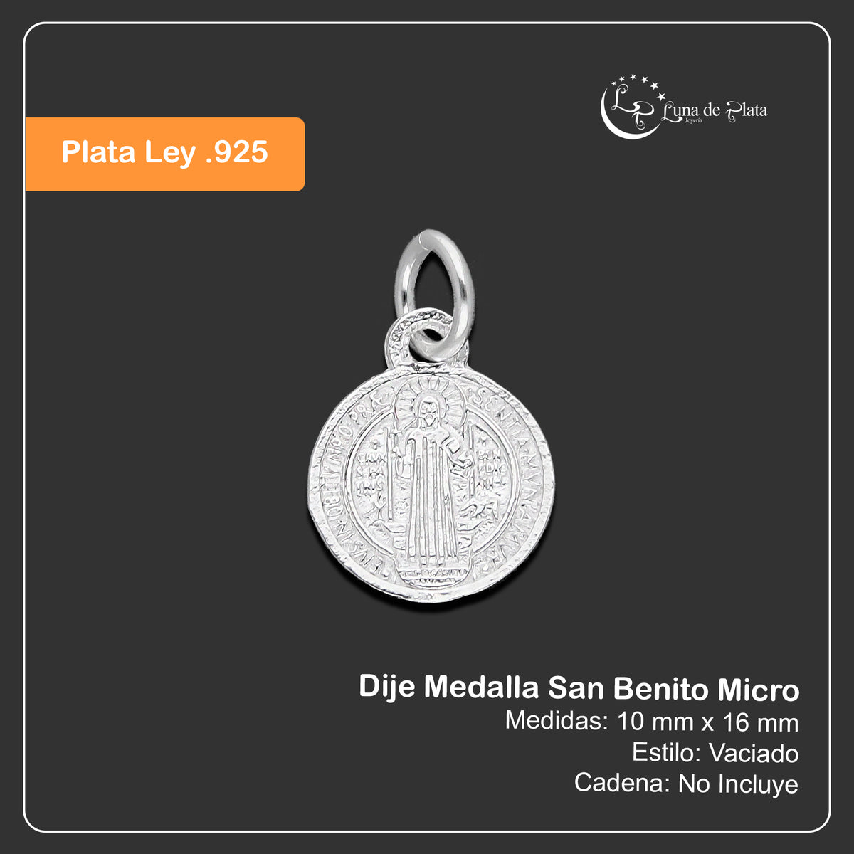 LPDJ280 Dije Medalla San Benito Micro en Plata .925 4429882066