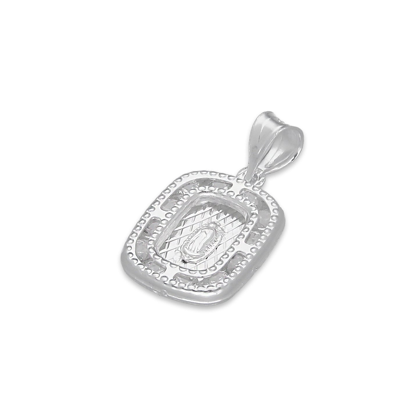 LPDJ282 Dije Medalla Virgen Rectangulo Micro en Plata .925 4429896722