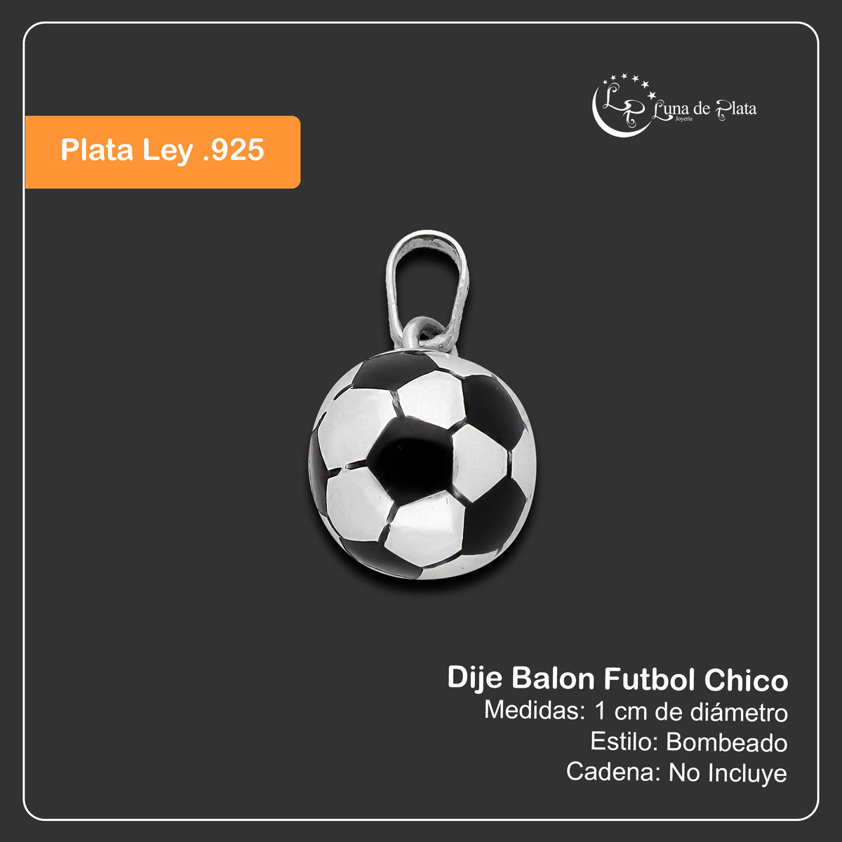 LPDJ284 Dije Balon Futbol Chico Diámetro 1.0 cm en Plata .925 Taxco Gro 4431813490