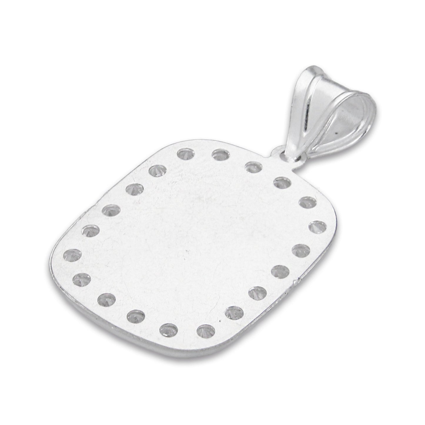 LPDJ290 Dije Medalla Virgen Rectangulo con Grabado Lasser Plata .925 4432344408