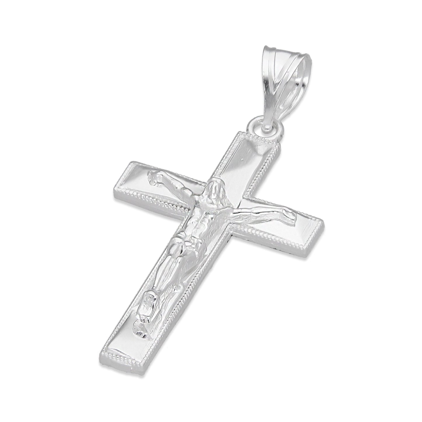LPDJ296 Dije Crucifijo Mosaico Facetado 1.6 cm x 3.3 cm en Plata .925 4671867032