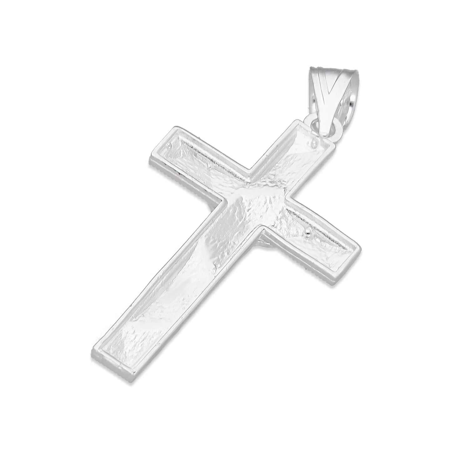 LPDJ296 Dije Crucifijo Mosaico Facetado 1.6 cm x 3.3 cm en Plata .925 4671867032