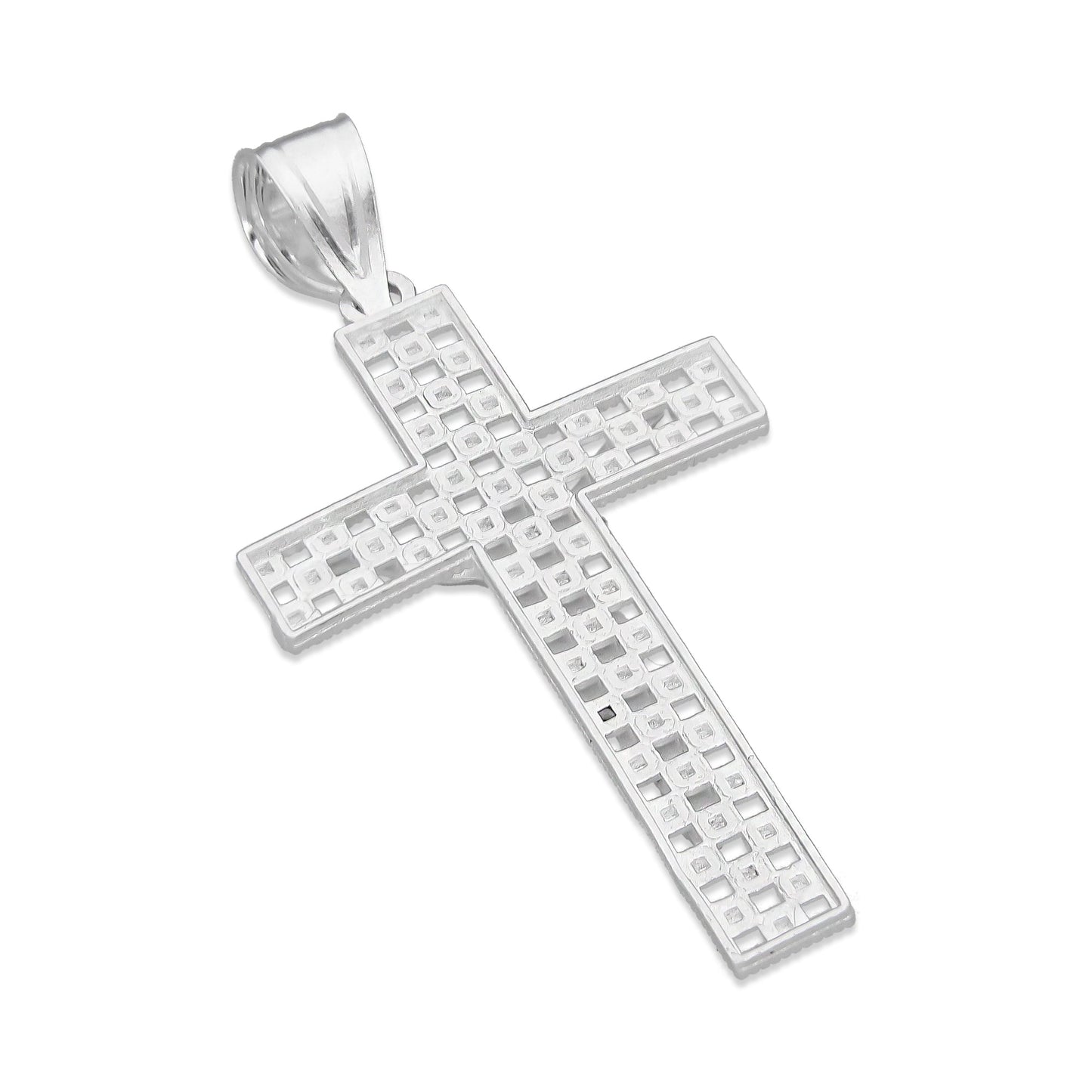 LPDJ298 Dije Crucifijo Cuadricula Cristo Dorado 2.1 cm x 4.6 cm en Plata .925 2689366947
