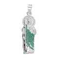LPDJ302 Dije San Judas Manto Verde 1.4 cm x 4.9 cm en Plata .925 5204971556