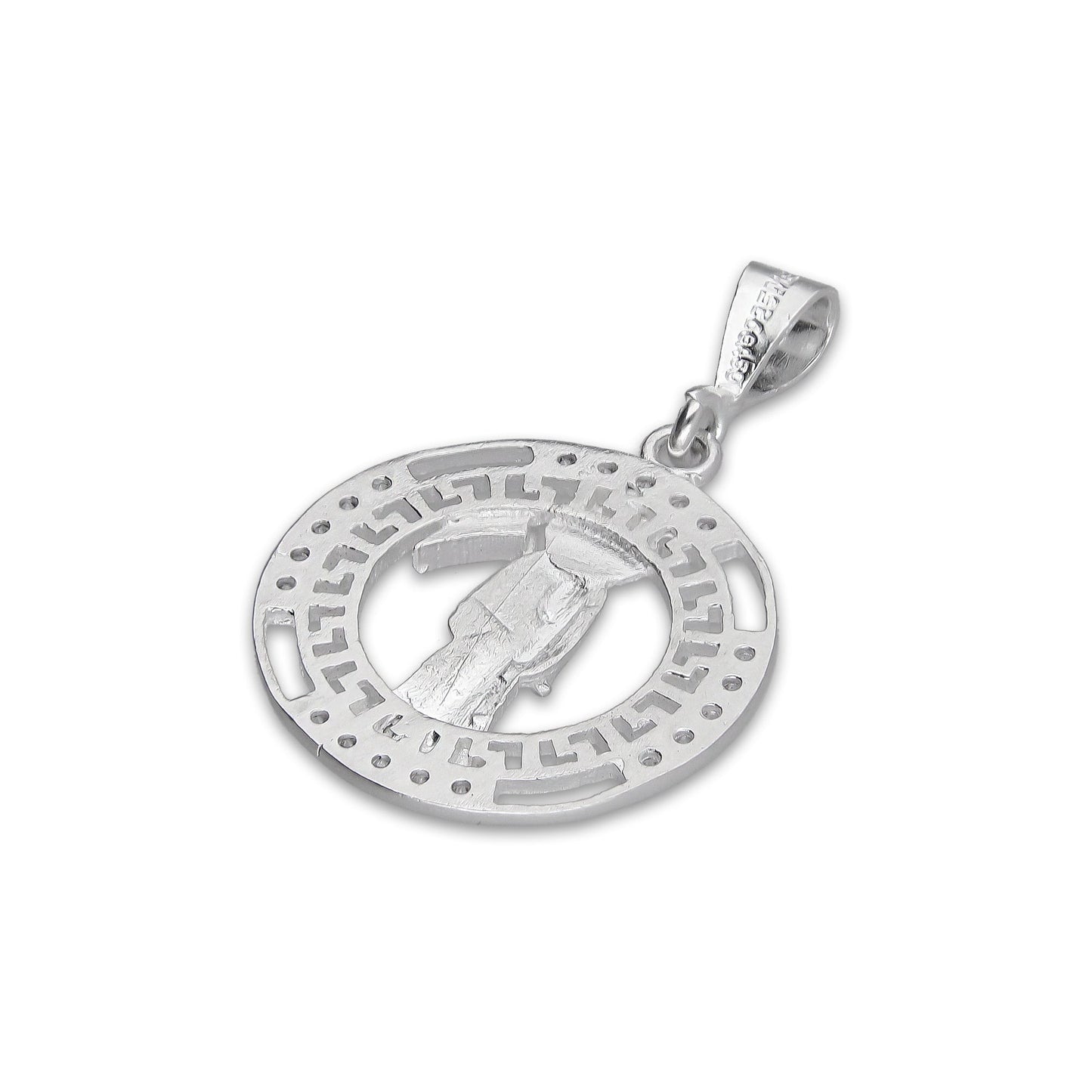 LPDJ304 Dije Medalla Santa Muerte Grecas 2.4 cm x 3.5 cm en Plata .925 5204999388