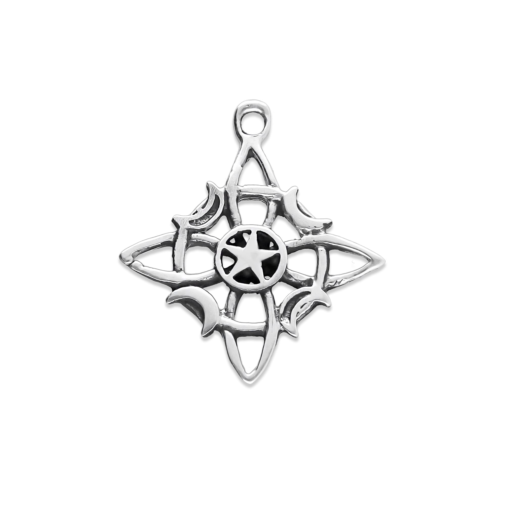 LPDJA006 Dije Nudo de Bruja Estrella y Lunas Para Armar 1 Pieza Plata .925 2147785169