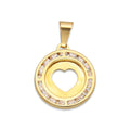 LPDJAU012 Dije Medalla Oro Sólido 10K Corazón Calado Liso con Zirconias 1.6 cm x 2.4 cm 5277311960