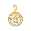 LPDJAU015 Dije Medalla Oro Sólido 10K Virgen Grecas con Zirconias 1.6 cm x 2.4 cm 5277311954