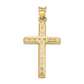 LPDJAU019 Dije Crucifijo Oro Sólido 10K Cruz Recta sin Cristo con Zirconia 1.7 cm x 3.4 cm 5277311966