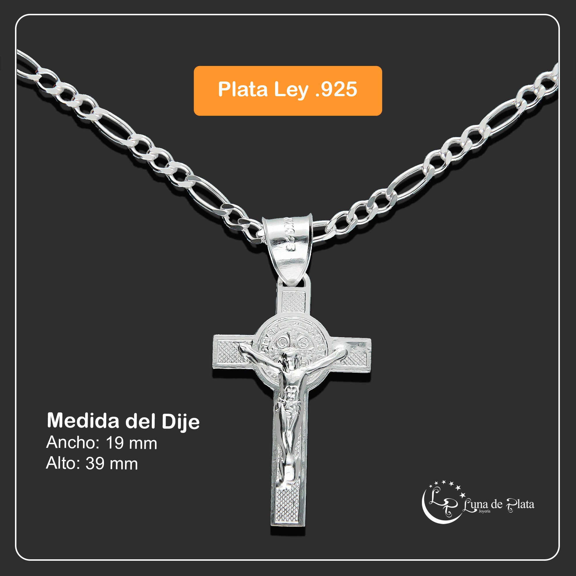 LPDP005 Dije Cruz Sn Benito 2 Vistas Ch + Cadena 60 cm Plata .925 1349472070