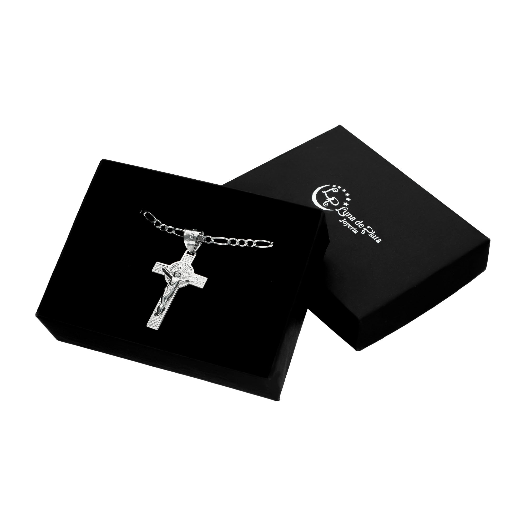 LPDP006 Dije Cruz Sn Benito 2 Vistas Ch + Cadena 70 cm Plata .925 Taxco 1349472258