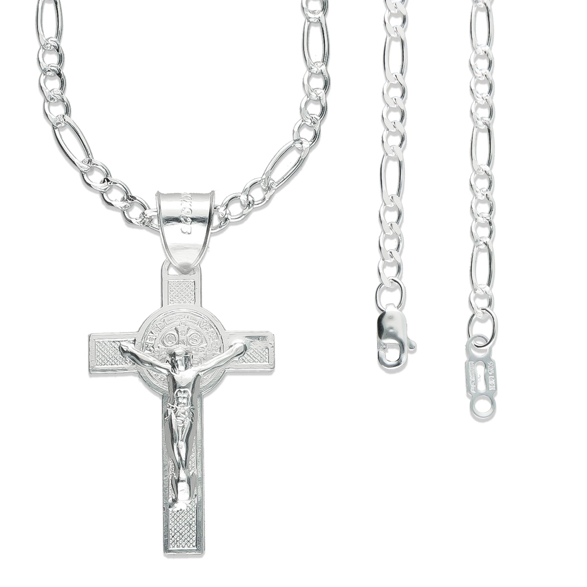 LPDP006 Dije Cruz Sn Benito 2 Vistas Ch + Cadena 70 cm Plata .925 Taxco 1349472258
