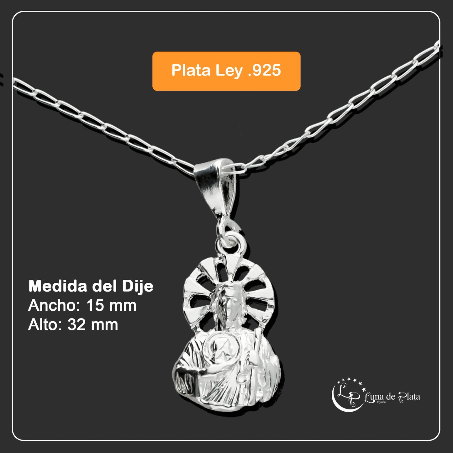 LPDP029 Dije San Judas Busto 1.3 x 3.2 cm + Cadena + Regalo Plata .925 Taxco Gro 1365006057