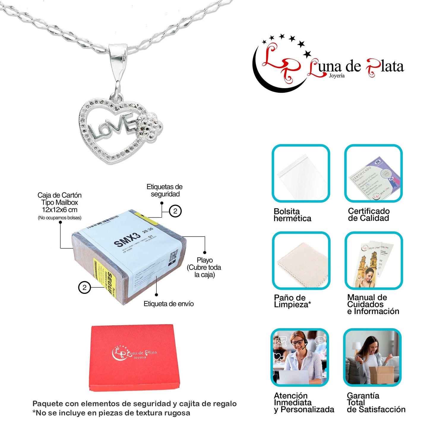 LPDP037 Dije Corazón Love F + Cadena 45 cm + Regalo Plata .925 Taxco Gro 1381088924