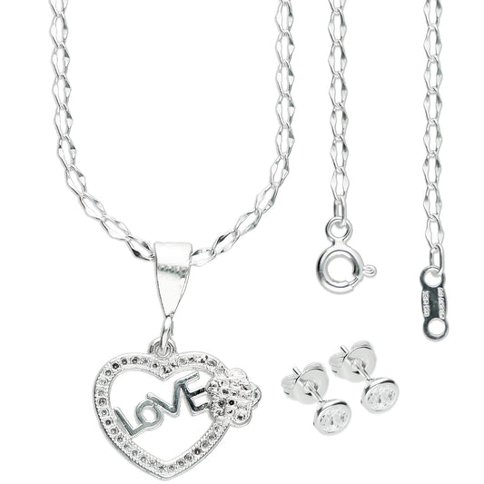 LPDP037 Dije Corazón Love F + Cadena 45 cm + Regalo Plata .925 Taxco Gro 1381088924