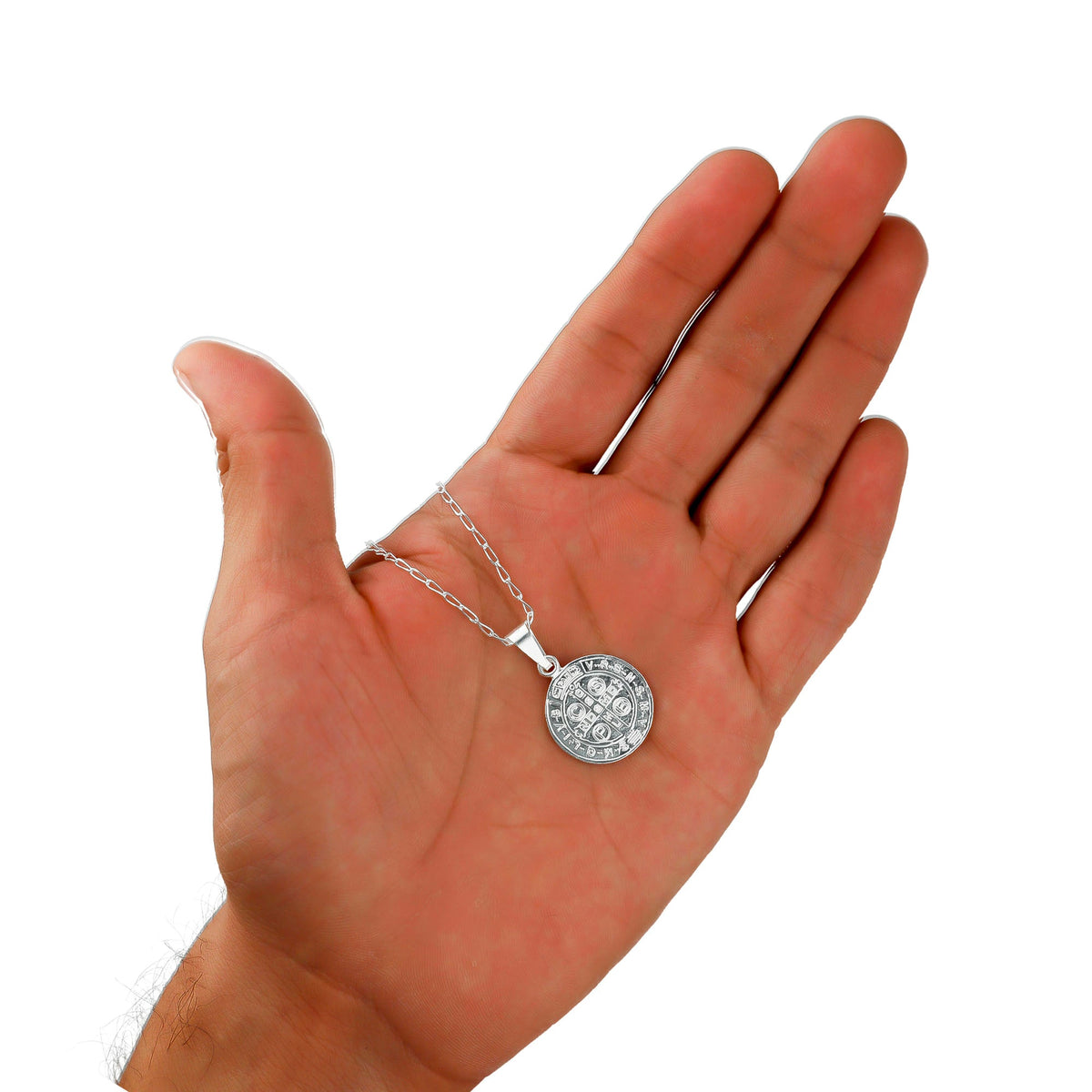 LPDP104 Medalla San Benito 1.5 x 2.3 cm + Cadena + Regalo Plata .925 Taxco Gro 2035836351