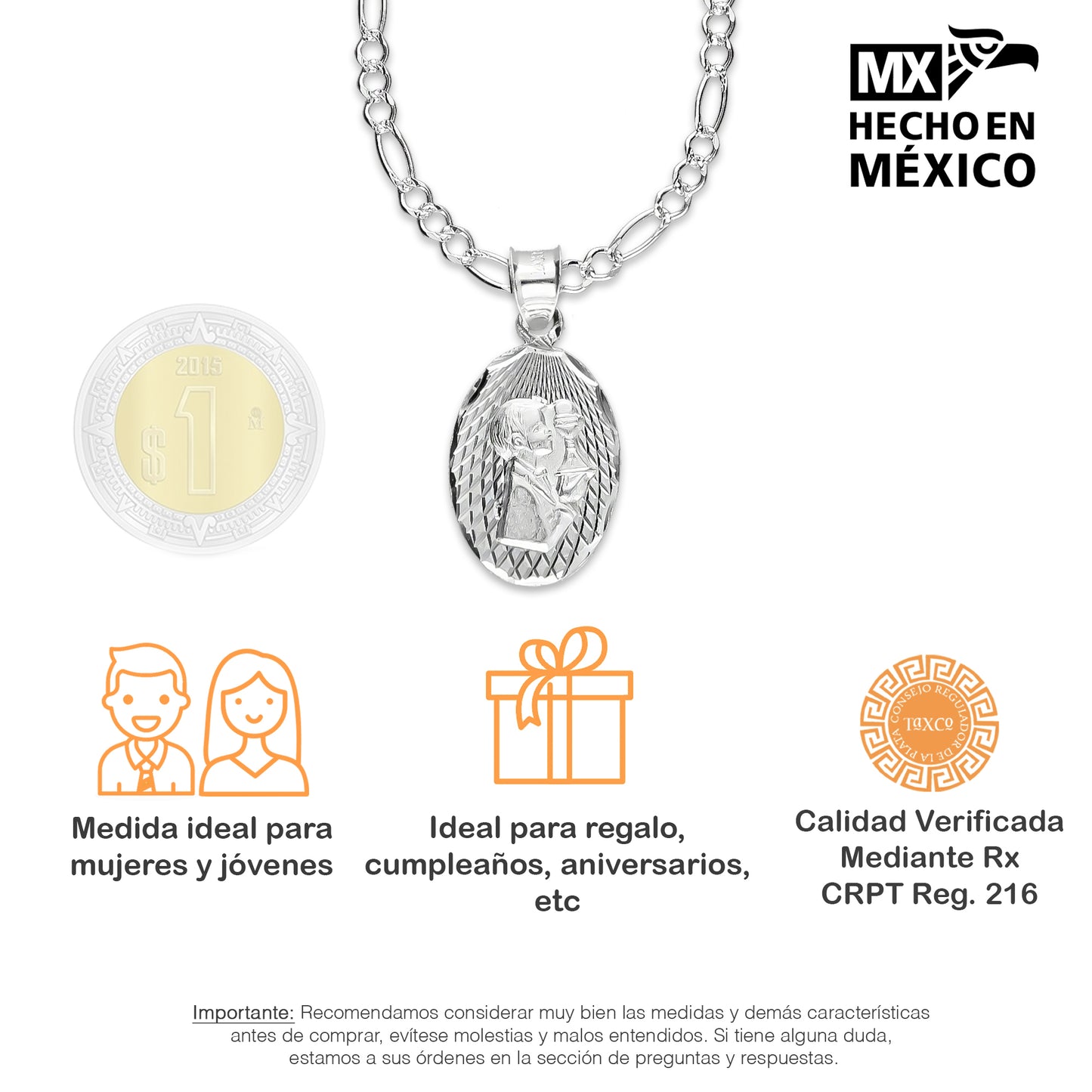 LPDP108 Medalla Grabado Personalizado + Cad Comunión Oval Plata .925 2124911095