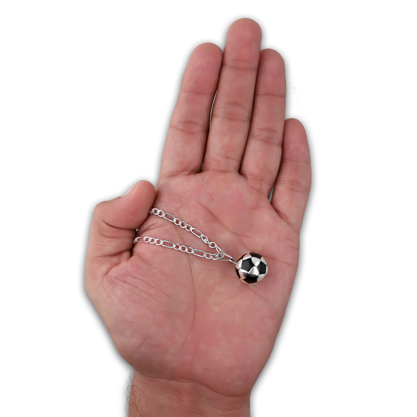 LPDP124 Dije Balon Futbol Grande + Cadena 45 en Plata .925 Taxco Gro 4432615914