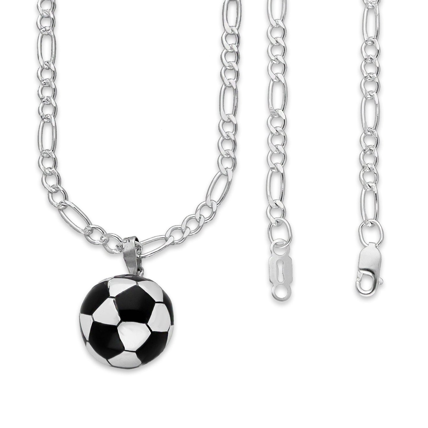 LPDP125 Dije Balon Futbol Grande + Cadena 60 en Plata .925 Taxco Gro 2591127815