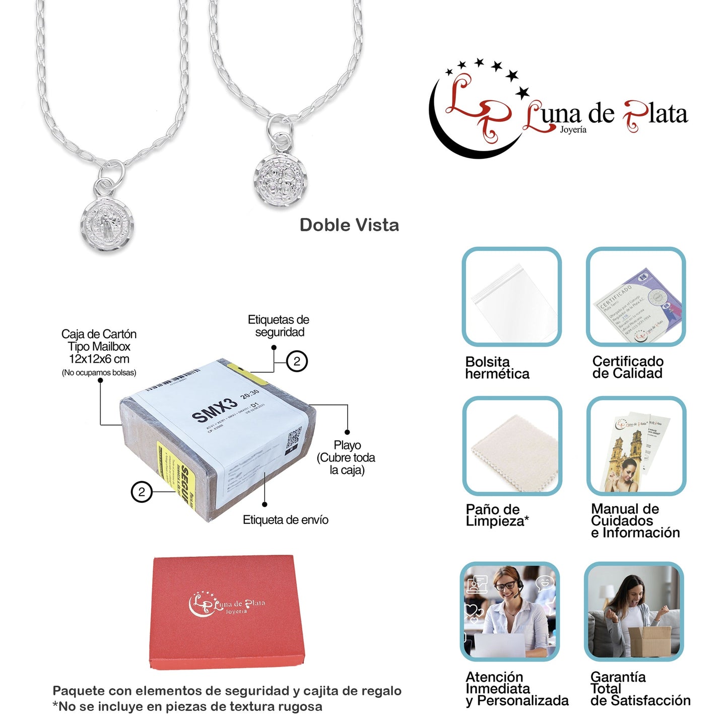 LPDP132 Cadena + Dije Medalla San Benito Micro en Plata .925 2594331023