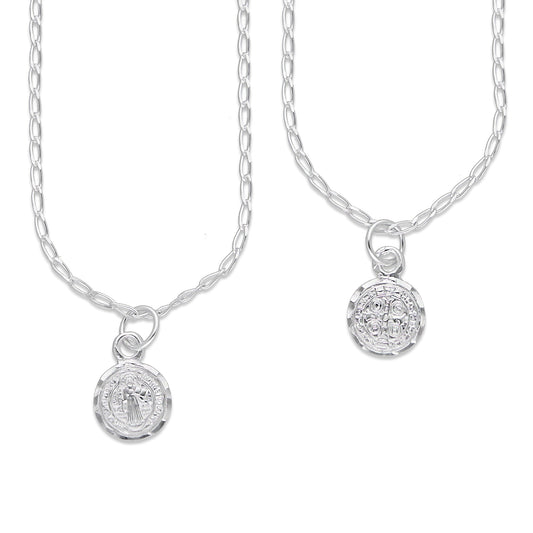 LPDP132 Cadena + Dije Medalla San Benito Micro en Plata .925 2594331023