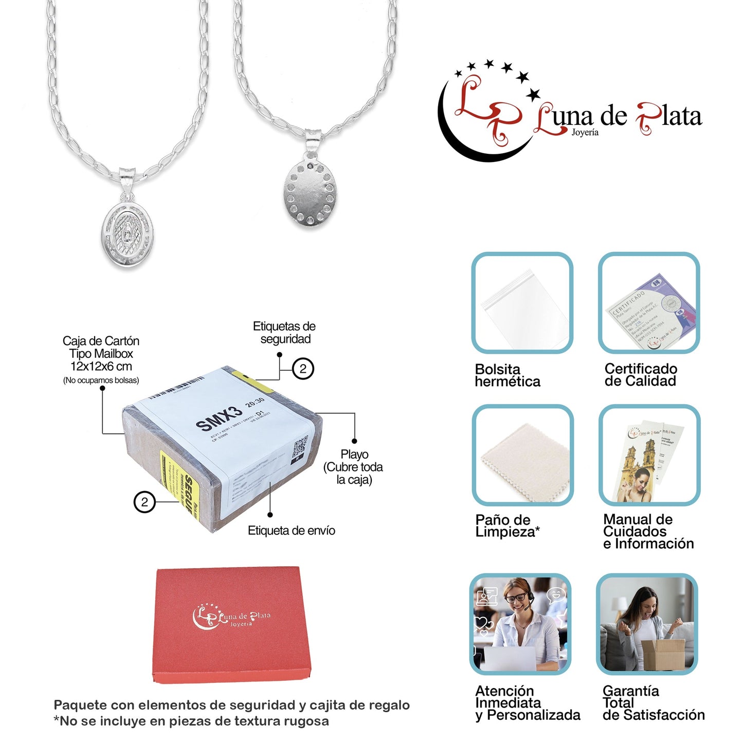 LPDP133 Cadena + Dije Medalla Virgen Oval Micro Plata .925 4440410434