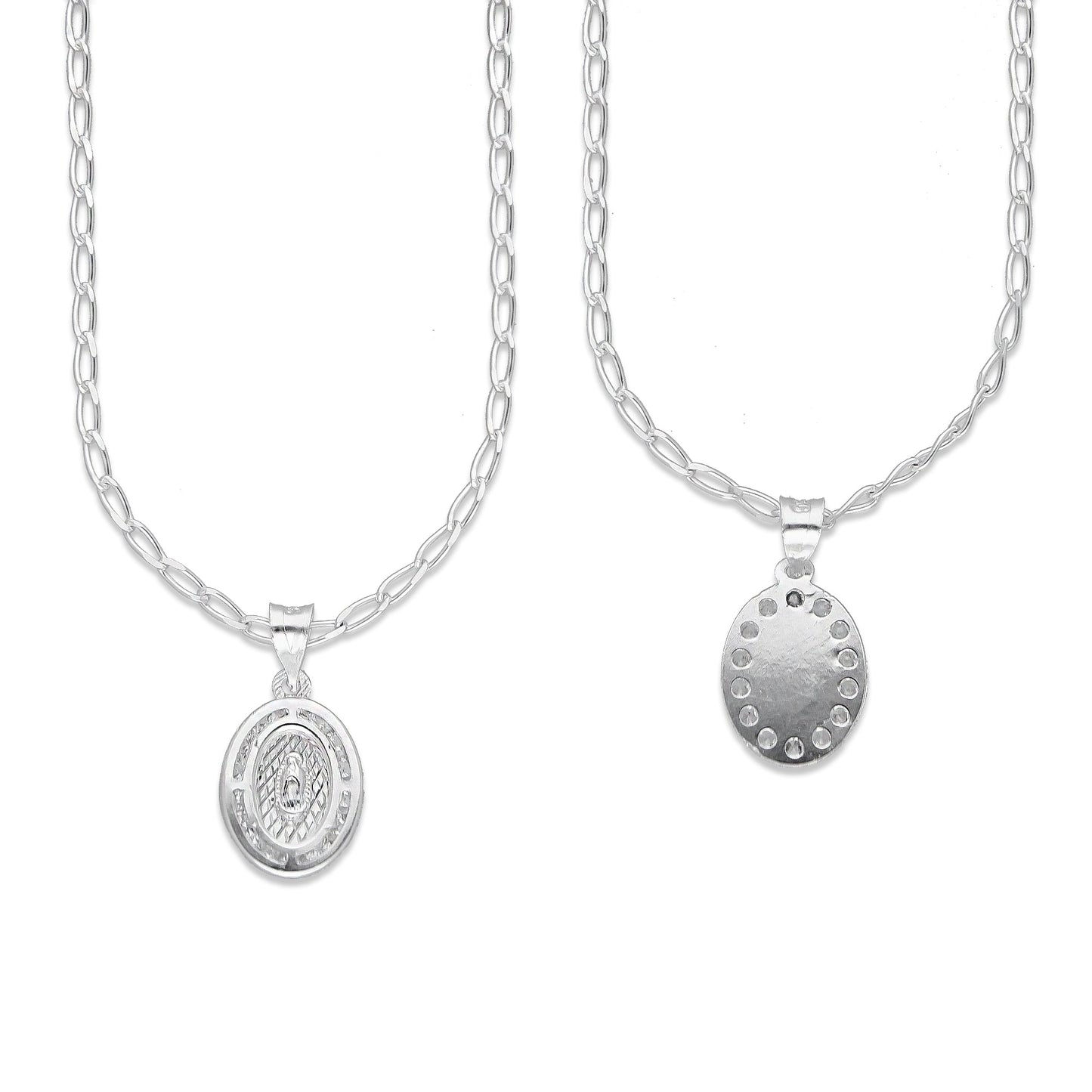 LPDP133 Cadena + Dije Medalla Virgen Oval Micro Plata .925 4440410434