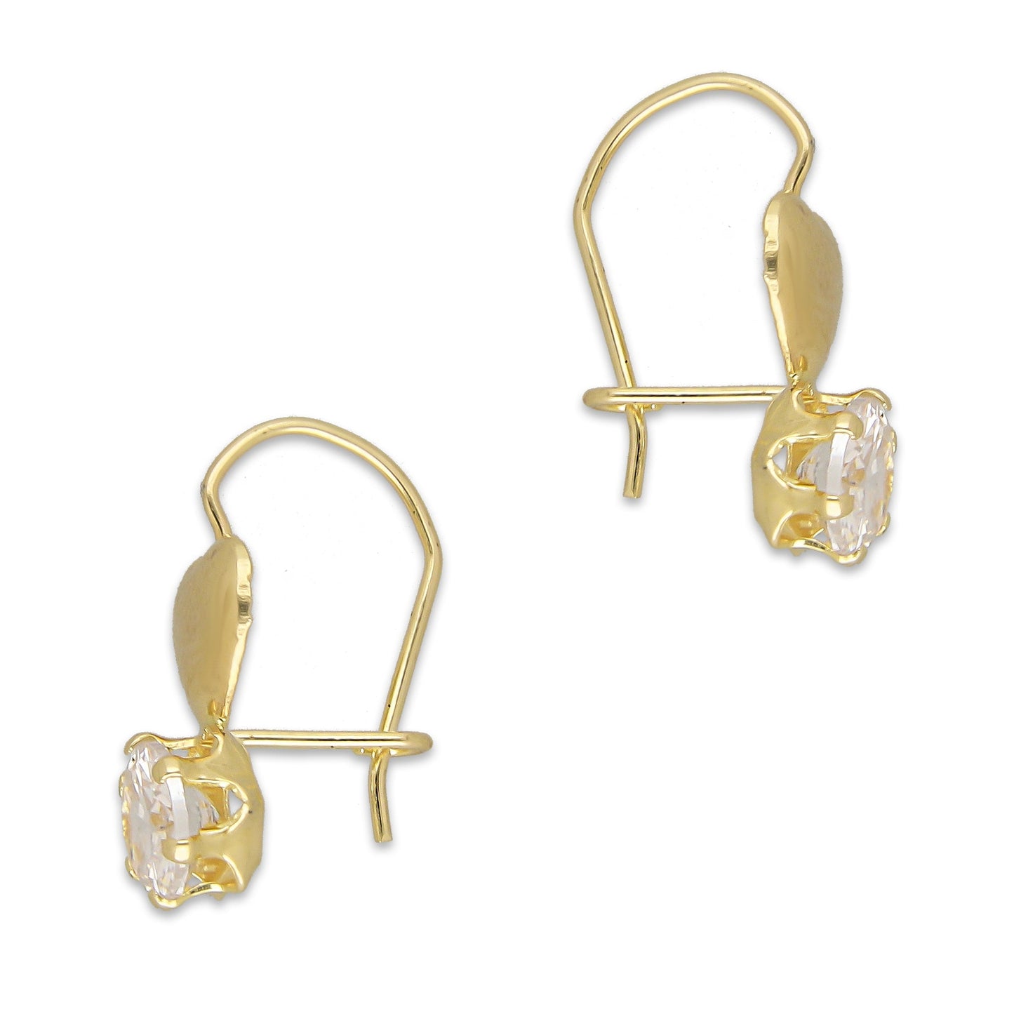 LPEAR003 Arete Arillo Oro Sólido 10K Modelo Corazón Bombeado Liso con Zirconia 2530996895