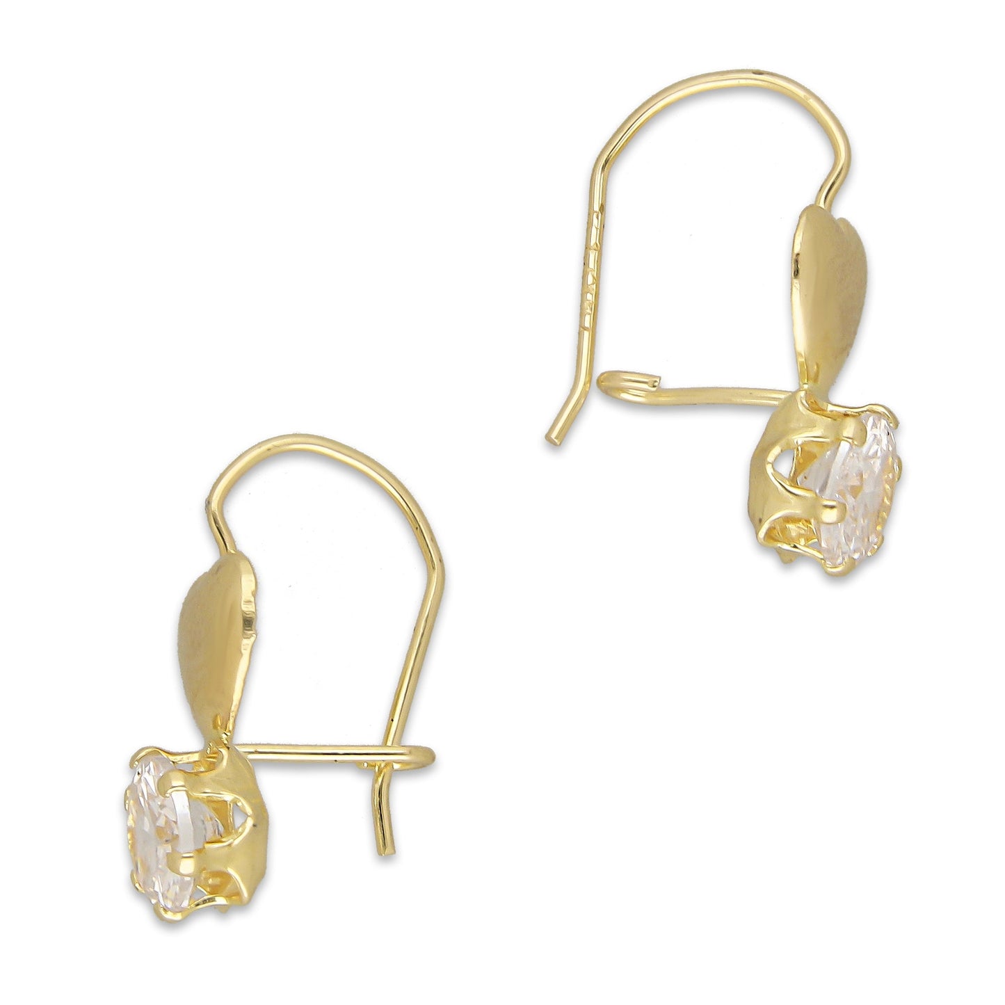 LPEAR003 Arete Arillo Oro Sólido 10K Modelo Corazón Bombeado Liso con Zirconia 2530996895