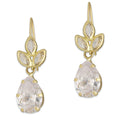 LPEAR010 Arete Arillo Oro Sólido 10K Modelo 3 Hojitas con Zirconia de Gota Blanca 2530971063
