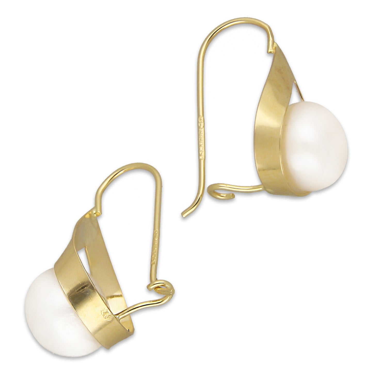 LPEAR015 Arete Arillo Oro Sólido 10K Modelo Gota Lisa con Perla 8 mm 2531187859