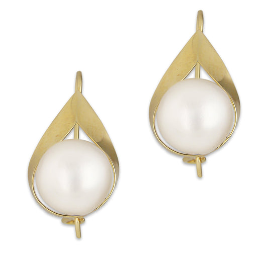 LPEAR015 Arete Arillo Oro Sólido 10K Modelo Gota Lisa con Perla 8 mm 2531187859