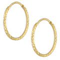 LPEAR020 Arete Arracada de Tubo Diamantada en Oro Sólido 14K 2 cm de Diámetro