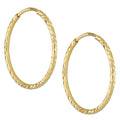 LPEAR021 Arete Arracada de Tubo Diamantada en Oro Sólido 14K 2.3 cm de Diámetro