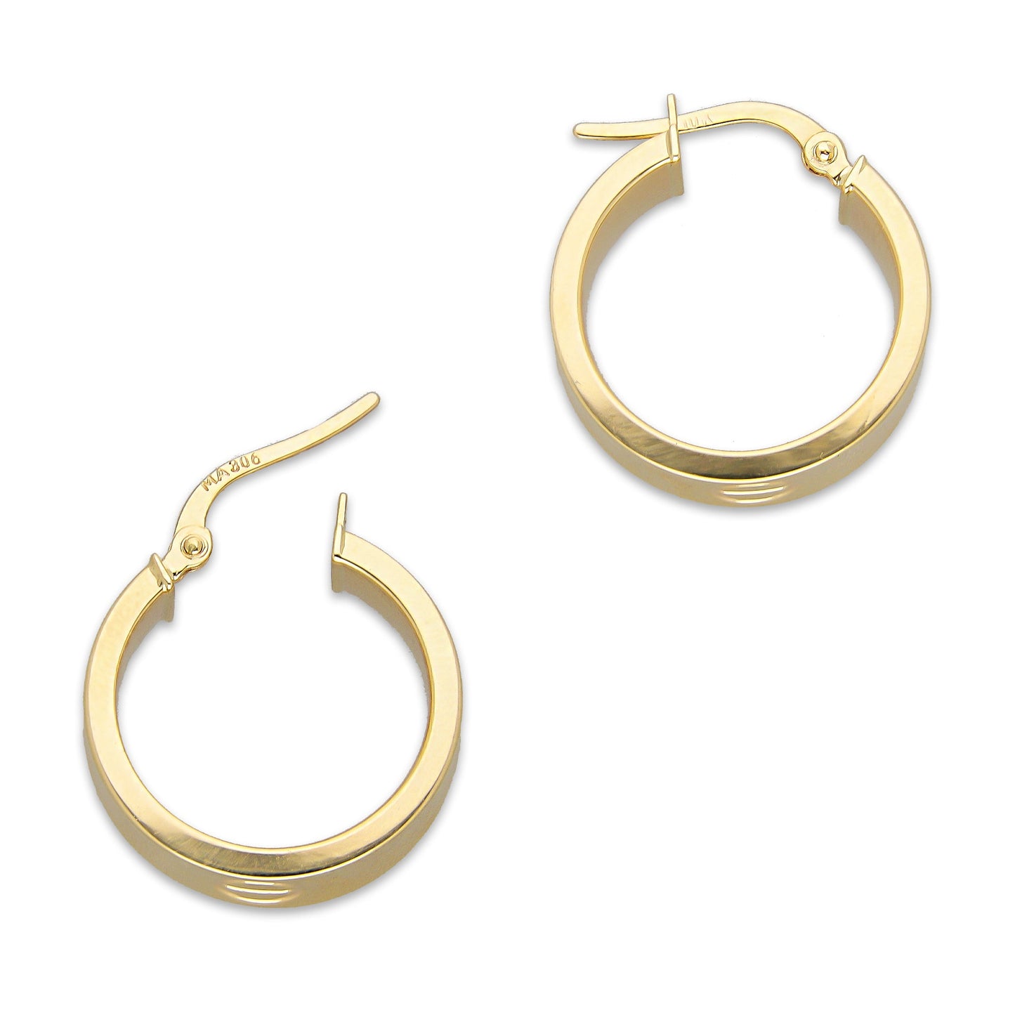 LPEAR023 Arete Arracada Lisa Cart Tornillo en Oro Sólido 10K Ancho 6 mm, Grosor 2 mm, Diámetro 1.9 cm