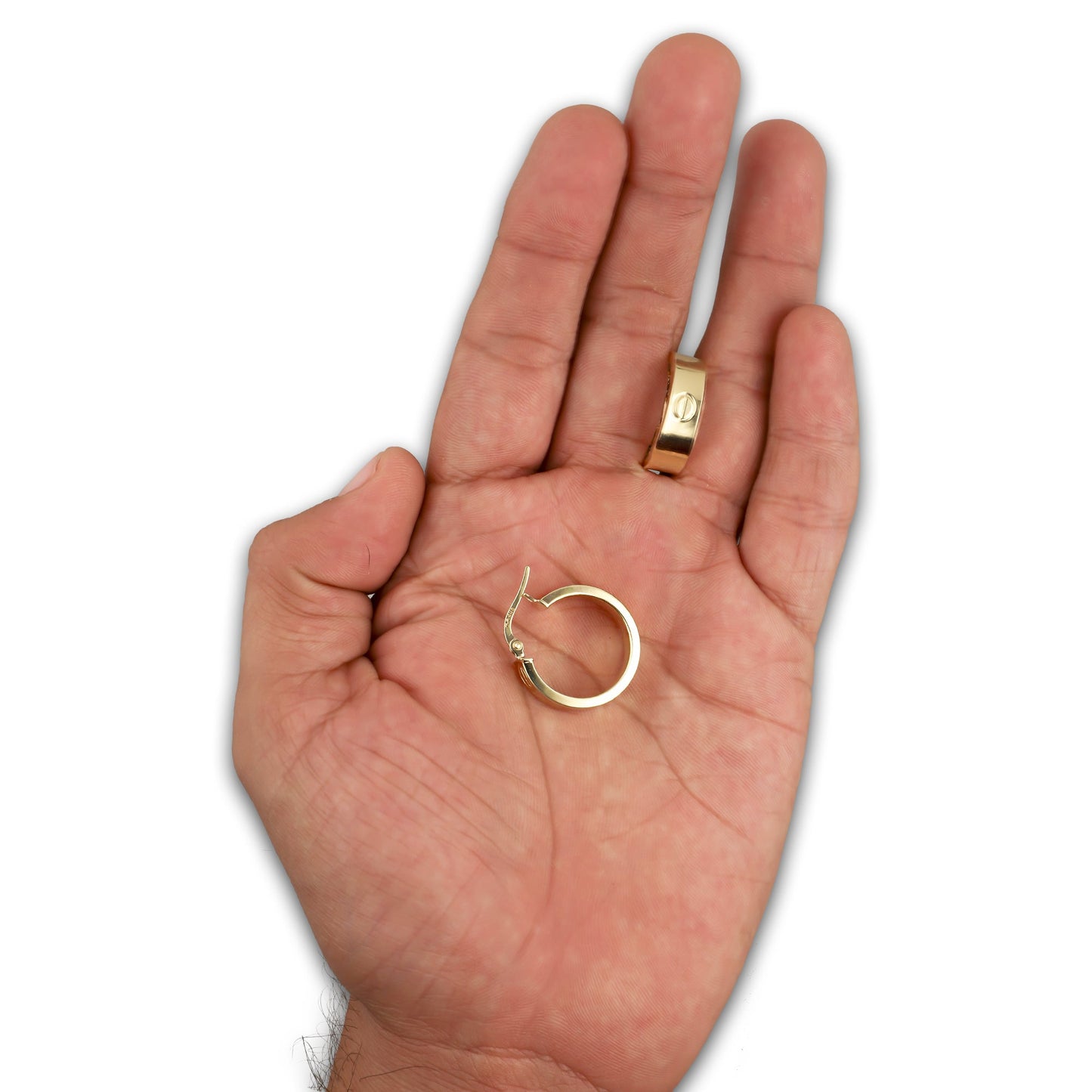 LPEAR023 Arete Arracada Lisa Cart Tornillo en Oro Sólido 10K Ancho 6 mm, Grosor 2 mm, Diámetro 1.9 cm