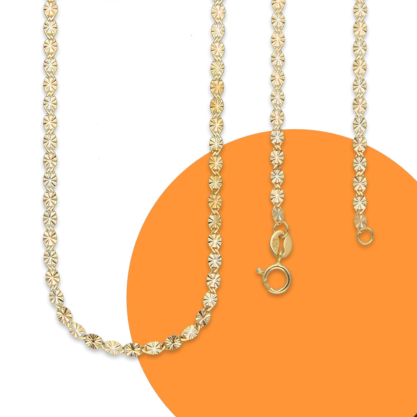 LPECU001-45 Cadena Oro Sólido 10K Florentino Mod Ancla Óvalo Diamantada 2 mm x 45 cm 4287938862