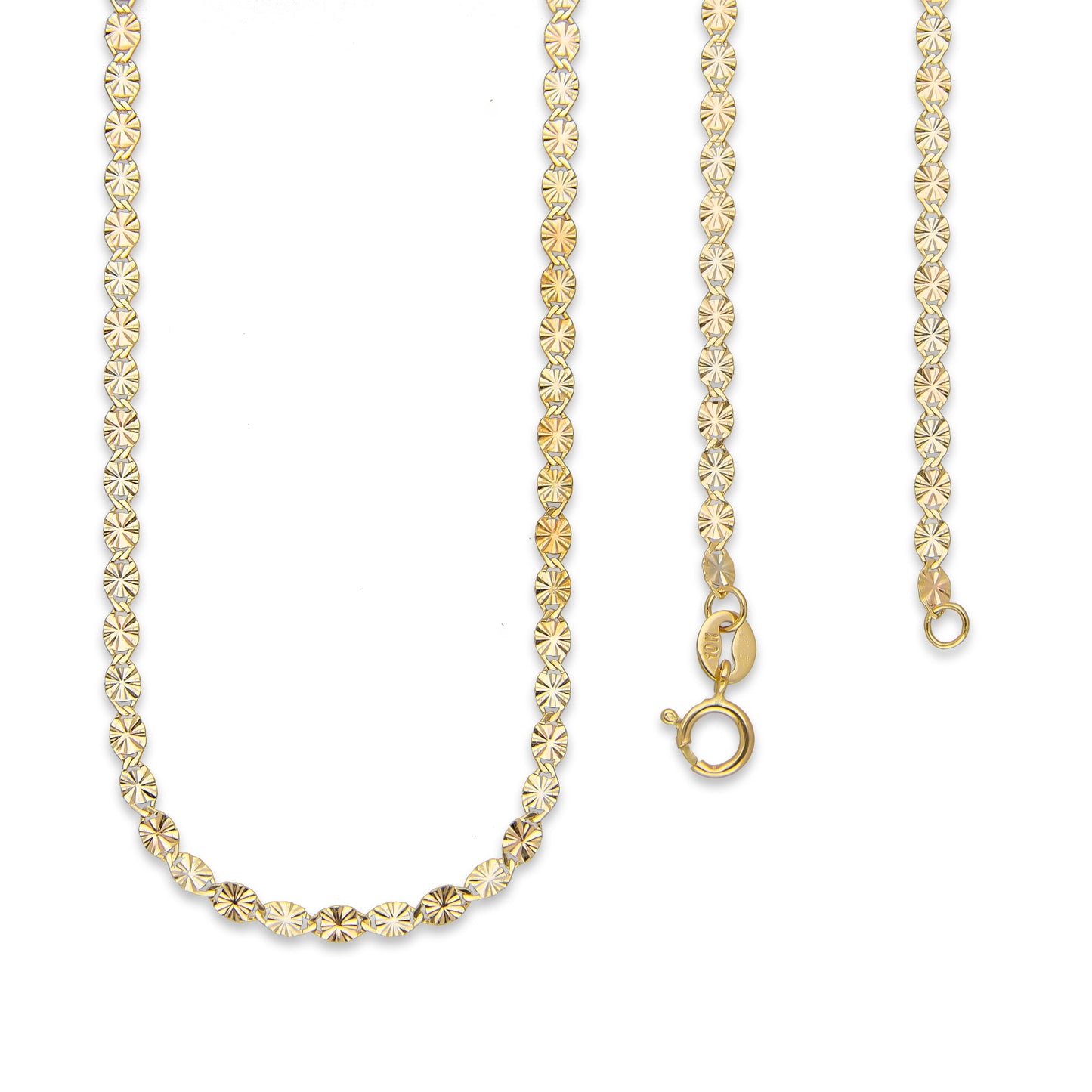 LPECU001-45 Cadena Oro Sólido 10K Florentino Mod Ancla Óvalo Diamantada 2 mm x 45 cm 4287938862