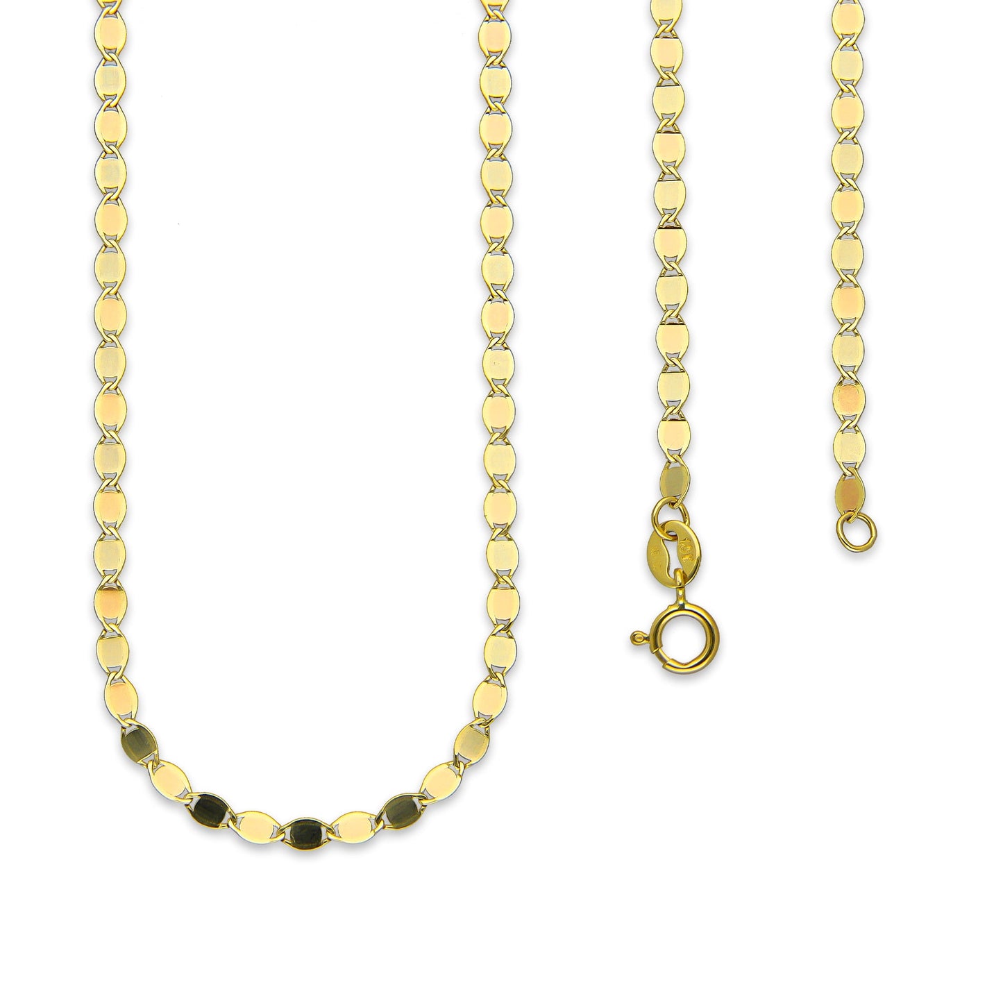 LPECU002-45 Cadena Oro Sólido 10K Florentino Mod Espejo 2 mm x 45 cm 4286631276