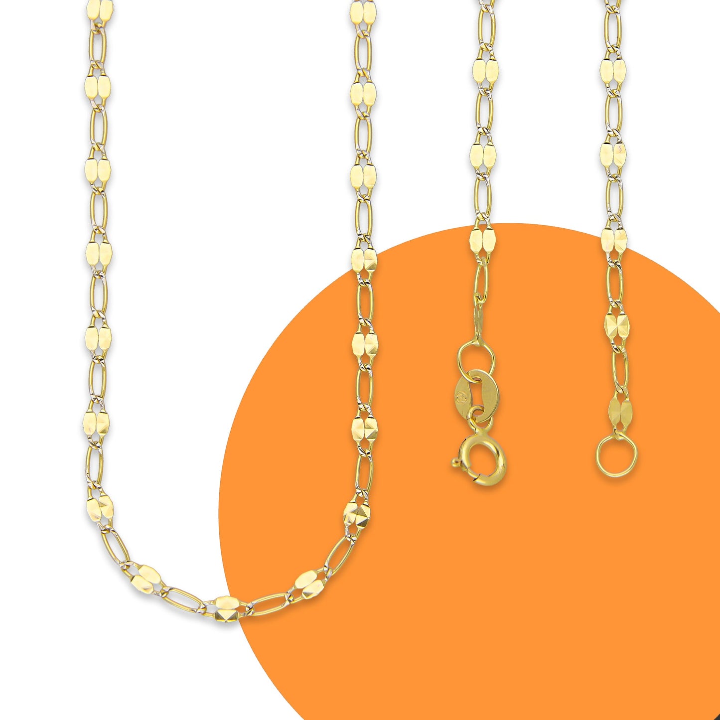 LPECU003-50 Cadena Oro Sólido 10K Mod Ancla Diamantada 1x1 2 mm x 50 cm 2531193663