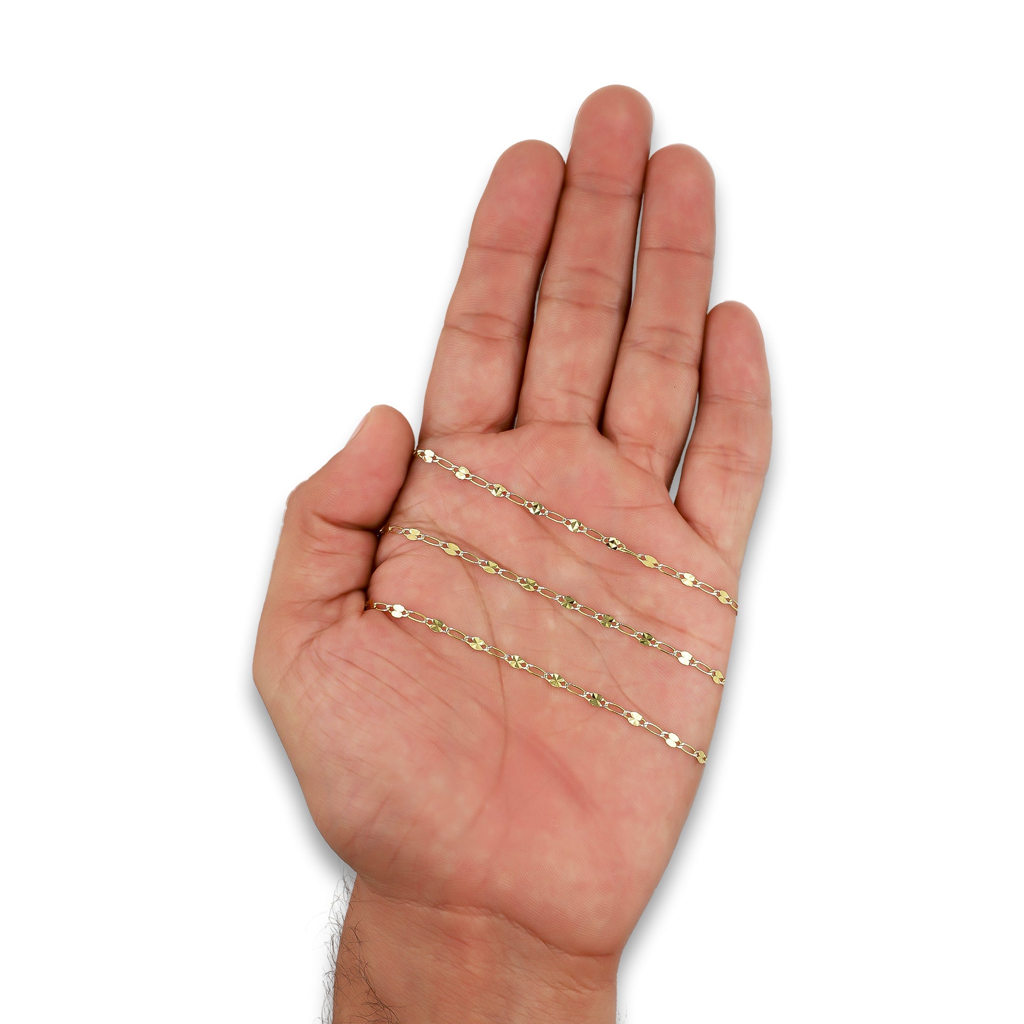 LPECU003-50 Cadena Oro Sólido 10K Mod Ancla Diamantada 1x1 2 mm x 50 cm 2531193663