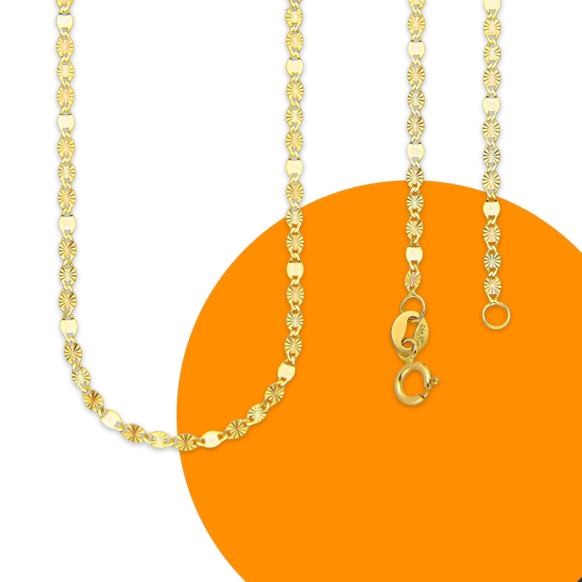 LPECU004-45 Cadena Oro Sólido 10K Florentino Mod Ancla Óvalo Diamantada 3x1 2 mm x 45 cm 4287938860