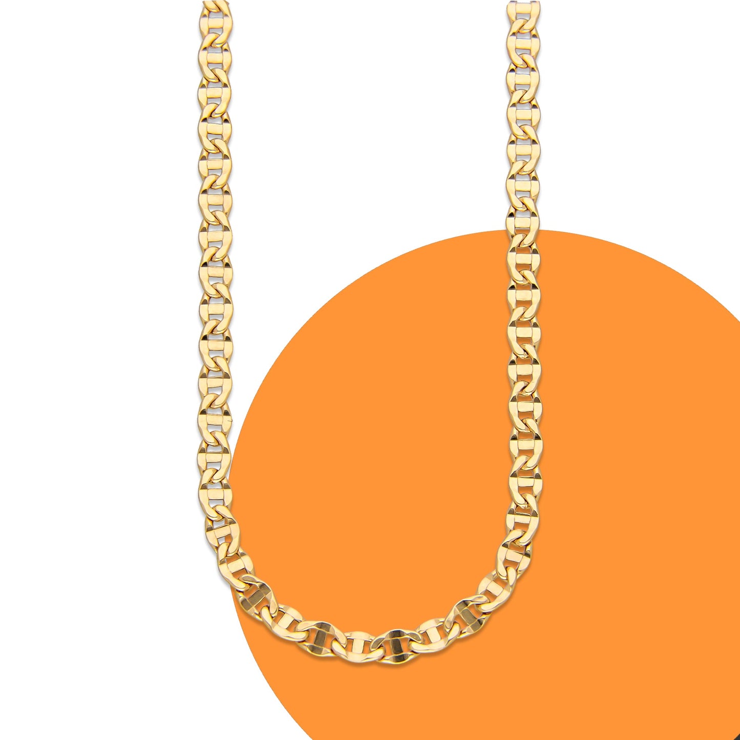 LPECU005-55 Cadena Oro Sólido 10K Mod Ancla Lisa 3 mm x 55 cm