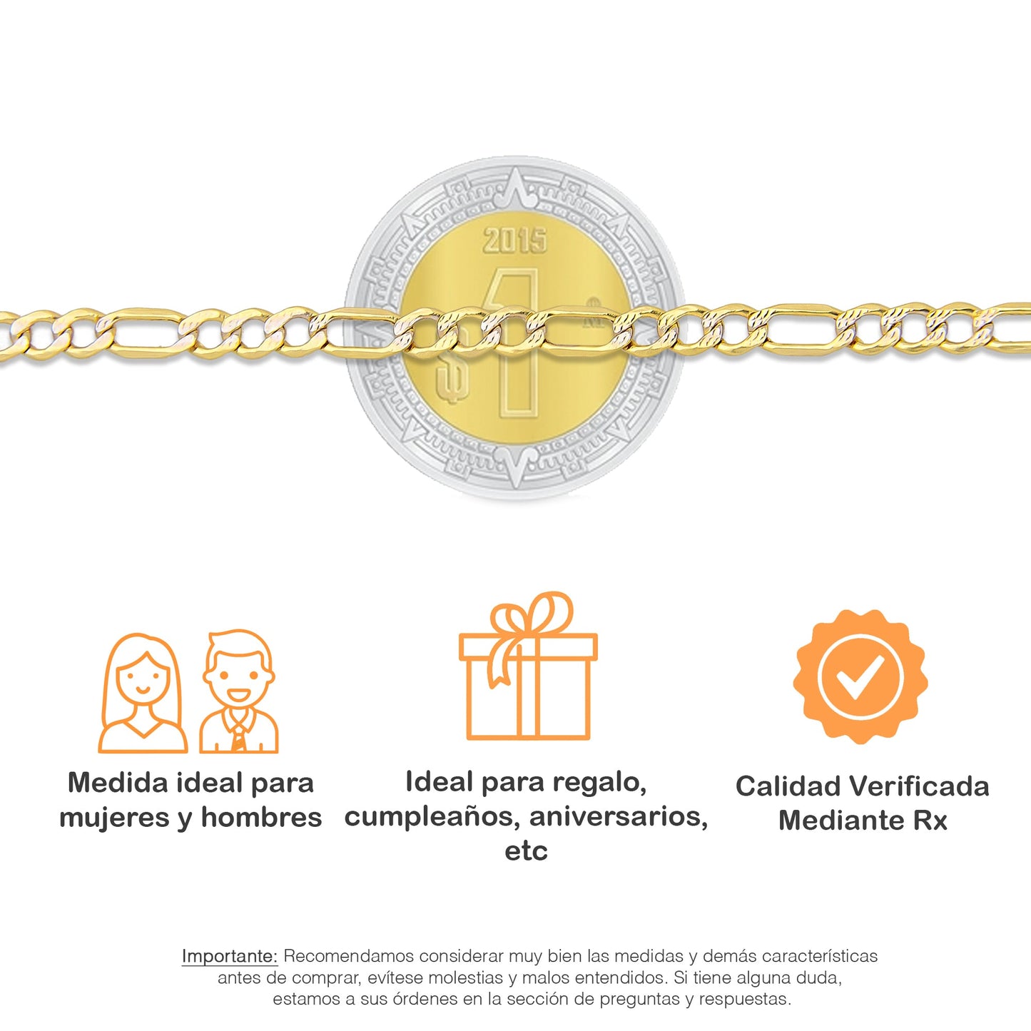 LPECU006-55 Cadena Oro Sólido 10K Mod Fígaro 3*1 Diamantada 3.5 mm x 55 cm