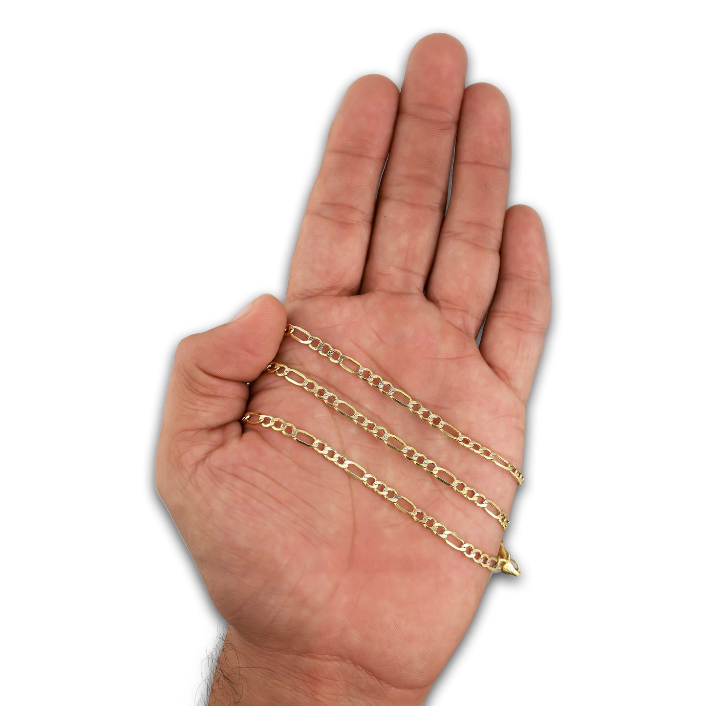 LPECU006-55 Cadena Oro Sólido 10K Mod Fígaro 3*1 Diamantada 3.5 mm x 55 cm