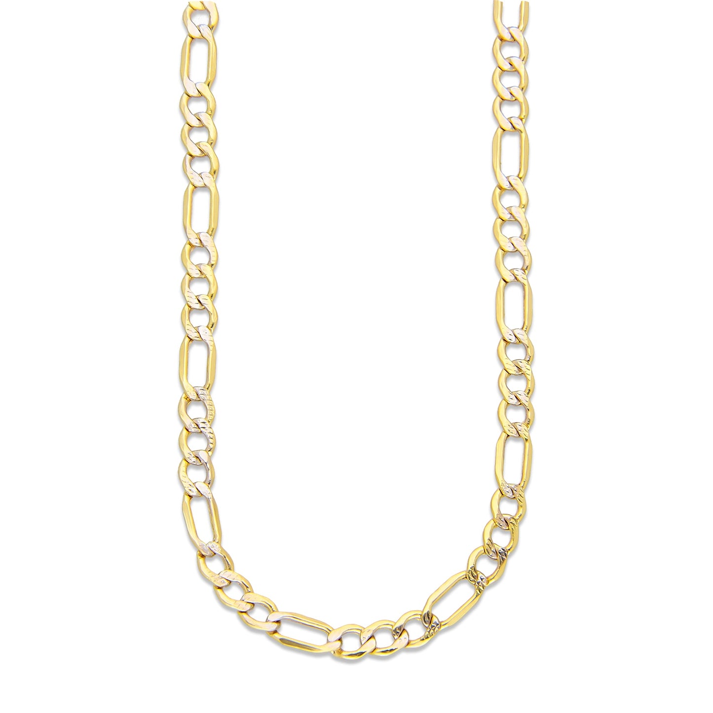 LPECU006-55 Cadena Oro Sólido 10K Mod Fígaro 3*1 Diamantada 3.5 mm x 55 cm