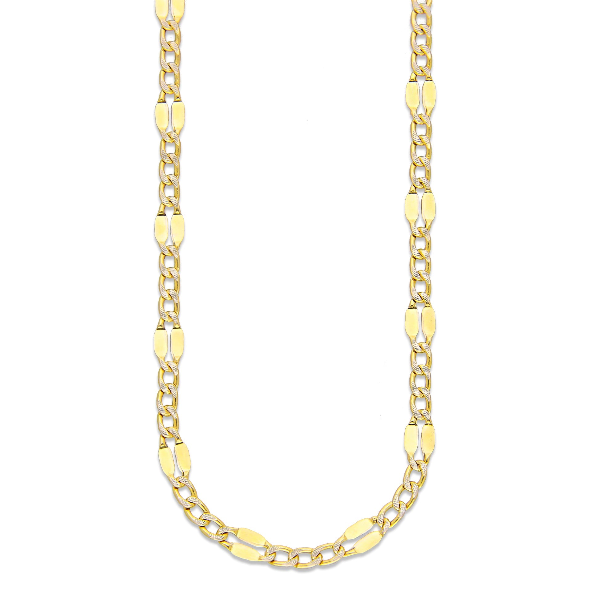 LPECU007-55 Cadena Oro Sólido 10K Mod Fígaro 3*1 Diamantada Forjada 2 mm x 55 cm