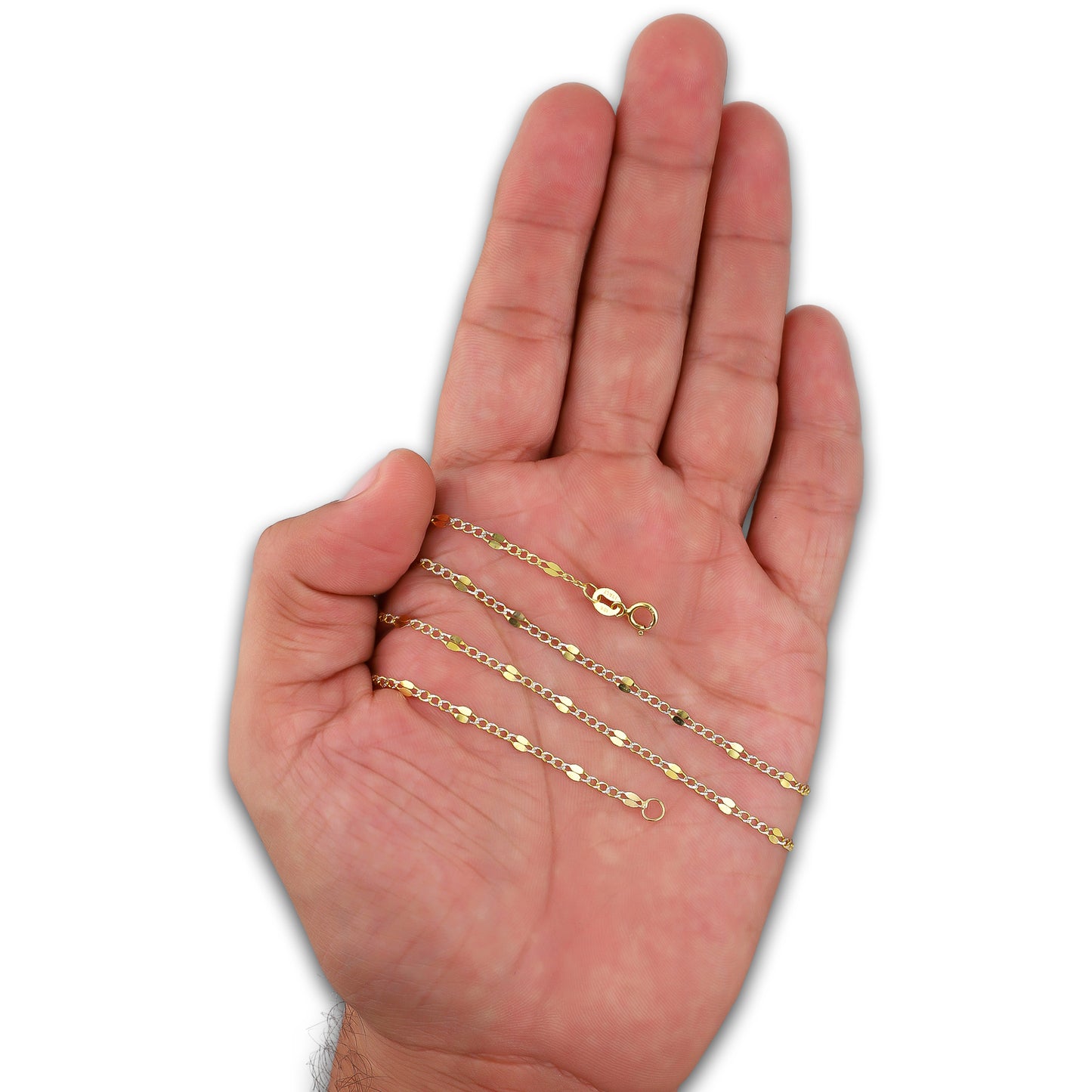 LPECU007-55 Cadena Oro Sólido 10K Mod Fígaro 3*1 Diamantada Forjada 2 mm x 55 cm